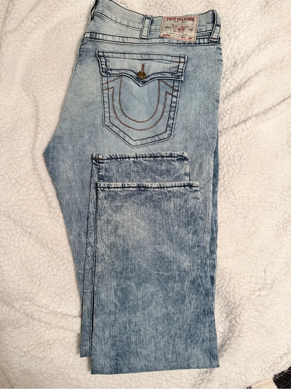 True Religion Light Blue Washed Straight Jeans 46x32
